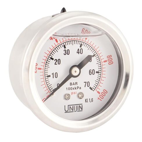 P251 Series 2" Dial, Oil Filled Pressure Gauge w/Brass Internals, 0-1000 PSI/kPa, ±1.6% Accuracy, 1/8" NPT, Back Mount in Saudi Arabia