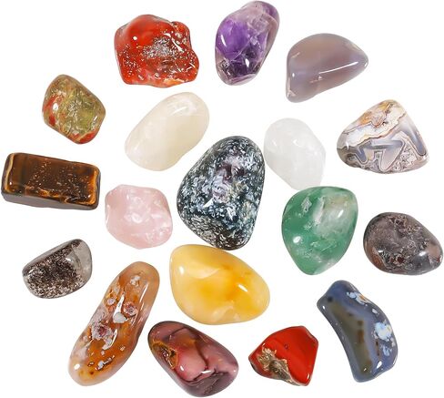 18 Pcs Healing Crystals and Stones Set, Natural Polished Gemstones, 0.8-1.2 Inch Tumbled Crystals, Lucky Pocket Stone for Reiki, Chakra Balancing, Meditation, Stress Relief in Saudi Arabia