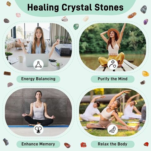 18 Pcs Healing Crystals and Stones Set, Natural Polished Gemstones, 0.8-1.2 Inch Tumbled Crystals, Lucky Pocket Stone for Reiki, Chakra Balancing, Meditation, Stress Relief in Saudi Arabia
