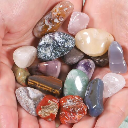 18 Pcs Healing Crystals and Stones Set, Natural Polished Gemstones, 0.8-1.2 Inch Tumbled Crystals, Lucky Pocket Stone for Reiki, Chakra Balancing, Meditation, Stress Relief in Saudi Arabia