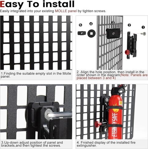 حامل طفاية حريق لوحة مولي - ملحقات دعامة طفاية حريق سريعة الفك للسيارة التكتيكية مجموعات دعامة تثبيت تناسب 1-2 في فتحات الفتحات للشاحنات والمركبات وملحقات مولي in Kuwait