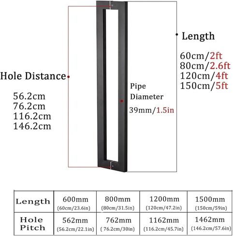Push Pull Door Handle Stainless Steel Pull Push Door Handle, Fit for Glass Door Wooden Door, Modern Commercial Door Handle Apply for Sliding Barn(White,60cm(23.6in)) in Saudi Arabia