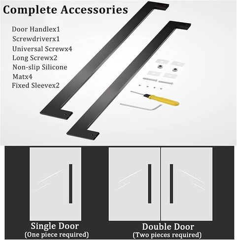 Push Pull Door Handle Stainless Steel Pull Push Door Handle, Fit for Glass Door Wooden Door, Modern Commercial Door Handle Apply for Sliding Barn(White,60cm(23.6in)) in Saudi Arabia