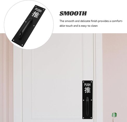 BESTYASH Stainless Steel Commercial Push Plate Door Handle 80x300mm with Black Push Bar for Sliding Interior Doors and Shed Gate Accessories in Saudi Arabia
