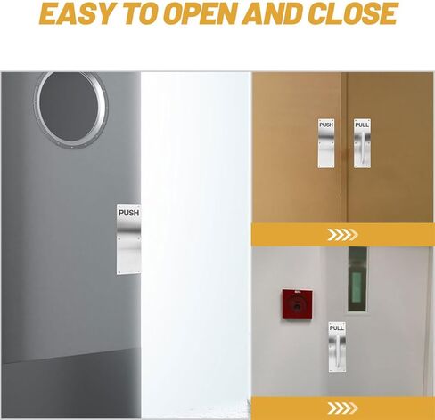 Stainless Steel 304 Push Pull Door Handle Set for Fire and Commercial Doors Large Sliding Barn Pull Plate Interior Metal Long Handle for Bathroom and Garage Use in Saudi Arabia