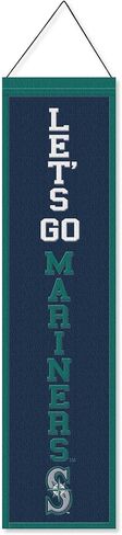 لافتة معلقة مطرزة من الصوف العمودي مقاس 8 × 32 بوصة من WinCraft Seattle Mariners Let's Go Mariners in Saudi Arabia