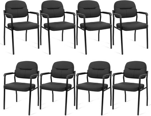 CLATINA Big and Tall Office Chair 400lbs Leather Reception Chair with Bonded Padded Armrest Wide Seat Sled Base Desk Chair No Wheels for Reception Conference Waiting Room Side Office Set of 2 Black in Saudi Arabia