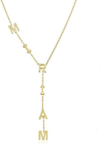Lariat Name Necklace for Women, Personalized 18K Gold Long Y-Shaped Necklace with Letter Initial, Family Bridesmaid Mother's Day Jewelry Gift for Her in Kuwait