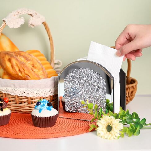 Mirror Napkin Holder with Crushed Diamond, Bling Glass Silver Napkin Holder for Dining Table Kitchen Countertop and Home Décor in Saudi Arabia