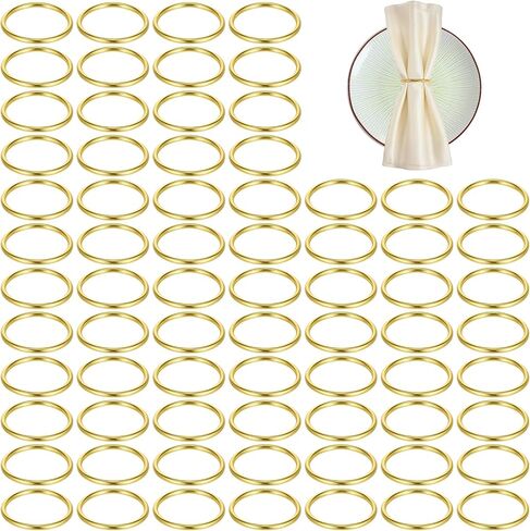 Set of 100 Elegant Gold Napkin Rings, Stainless Steel Rotundity Napkin Rings for Wedding, Christmas, Party Table Settings in Saudi Arabia
