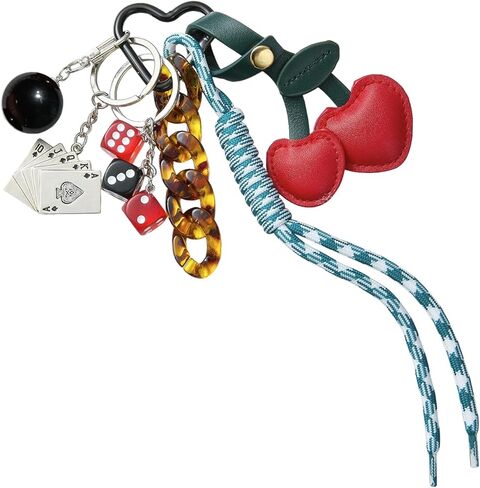 Designer Rope Bag Charm Cherry Purse Charms for Handbags 8 Ball Keychain for Backpacks Wallets Car Key Accessories in Saudi Arabia