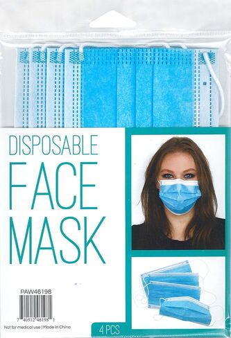 PA Essentials Disposable Face Masks – 4 Pack for Adults, Breathable 3-Ply Face Mask, Comfortable & Lightweight Disposable Masks in Saudi Arabia