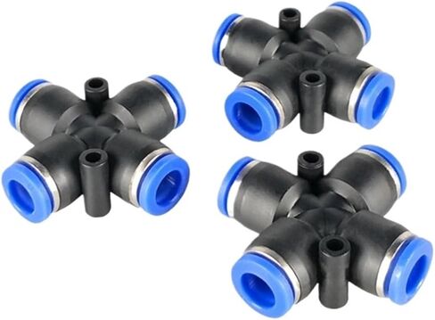 هوائي القصبة الهوائية موصل قابس سريع عبر أربعة اتجاهات البلاستيك PZA4/6/8/10/12 مكون 1 قطعة (PZA6) in Kuwait