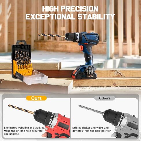 مجموعة رؤوس مثقاب براد بوينت 25 قطعة، رؤوس مثقاب خشبية HSS مطلية بالتيتانيوم للخشب الصلب والخشب اللين، 1-13 مم (خطوة 0.5 مم) مع حقيبة تخزين in Kuwait