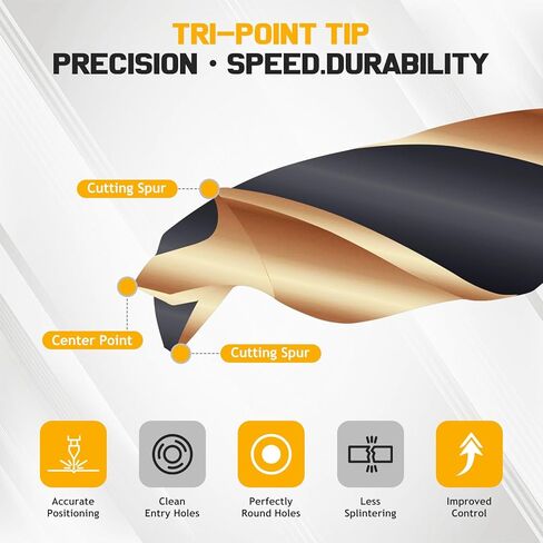 مجموعة رؤوس مثقاب براد بوينت 25 قطعة، رؤوس مثقاب خشبية HSS مطلية بالتيتانيوم للخشب الصلب والخشب اللين، 1-13 مم (خطوة 0.5 مم) مع حقيبة تخزين in Kuwait