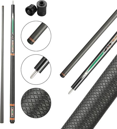 عصا البلياردو من ألياف الكربون، 58 بوصة، عصي طاولة البلياردو، طرف 12.5 مم، قبضة ناعمة من ألياف الكربون البلياردو، وزن عصا البلياردو 20 أونصة in Kuwait