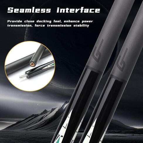 عصا البلياردو من ألياف الكربون، 58 بوصة، عصي طاولة البلياردو، طرف 12.5 مم، قبضة ناعمة من ألياف الكربون البلياردو، وزن عصا البلياردو 20 أونصة in Kuwait