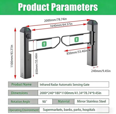 باب دوار تلقائي للمدخل العام مع بوابة متأرجحة للكشف عن الرادار مع مؤشرات LED صوتية للوصول في اتجاه واحد in Kuwait
