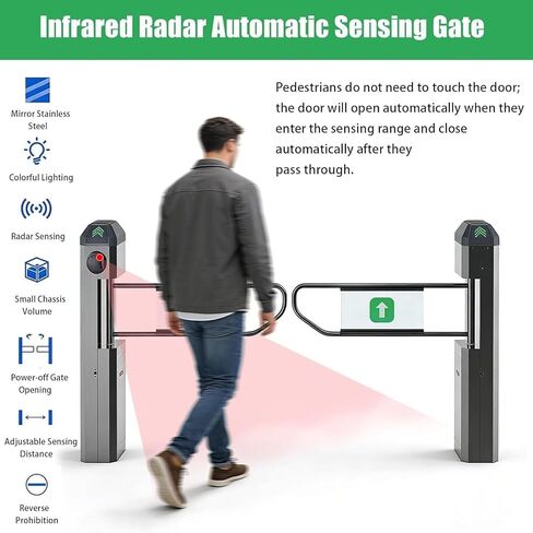 باب دوار تلقائي للمدخل العام مع بوابة متأرجحة للكشف عن الرادار مع مؤشرات LED صوتية للوصول في اتجاه واحد in Saudi Arabia