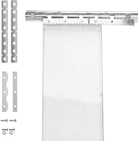 118x106 Inch PVC Strip Door Curtain Kit, Heavy Duty Waterproof Clear Door Curtain for Walk-in Cooler, Freezer, Warehouse & Garage, Hurricane Shutters, Energy Saving and Easy Install(Clear) in Kuwait