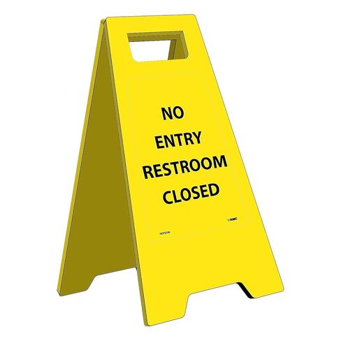 NMC HDFS206 لافتة حامل أرضية شديدة التحمل، Legend "NO ENTRY RESTROOM CLOSED"، طول 10-3/4 بوصة × ارتفاع 24-5/8 بوصة، أسود على أصفر in Saudi Arabia