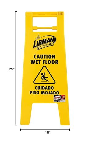 لافتة Libman Commercial Caution للأرضيات المبللة، مشبك قفل، عالي التحمل، أصفر (عبوة من 4 قطع) in Kuwait