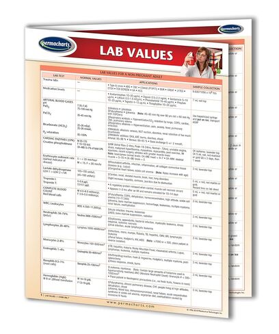 مخطط قيم المختبرات السريرية - الدليل المرجعي الطبي السريع من Permacharts in Kuwait