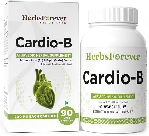 Herbsforever Cardio-B (Cardik-B) | Ayurvedic Herbal Supplement | 90 Vegan Capsules | 800 mg Concentrated Extract | Daily Herbal Support for Energy, Vitality & Wellness in Kuwait