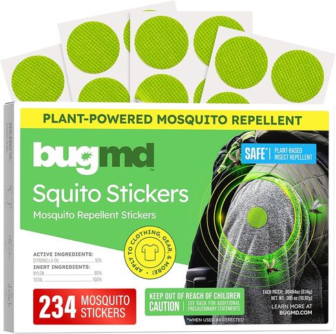 ملصقات BugMD Squito ملصقات طاردة للبعوض للأطفال (78 حزمة)، رقع آمنة وفعالة طاردة للحشرات للأطفال الصغار والأطفال والأنشطة الخارجية in Kuwait