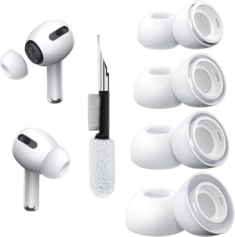 4 أزواج من أطراف الأذن من الإسفنج الذكي لأجهزة AirPods Pro الجيل الثاني/الأول مع صندوق تخزين محمول وقلم تنظيف، لا يوجد ألم في أطراف الأذن من السيليكون، إلغاء أفضل للضوضاء، سماعات بديلة، أبيض in Kuwait