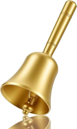 Super Loud Hand Bell Solid Brass Dinner Bell with Metal Handle 3.9" Small Bell Handbell for Wedding Office Meditation Animal Training Musical Teaching and Service (Gold) in Saudi Arabia