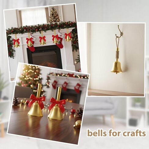 Super Loud Hand Bell Solid Brass Dinner Bell with Metal Handle 3.9" Small Bell Handbell for Wedding Office Meditation Animal Training Musical Teaching and Service (Gold) in Saudi Arabia