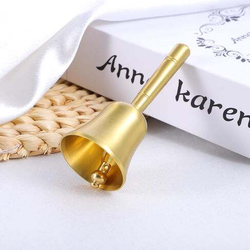 Super Loud Hand Bell Solid Brass Dinner Bell with Metal Handle 3.9" Small Bell Handbell for Wedding Office Meditation Animal Training Musical Teaching and Service (Gold) in Saudi Arabia