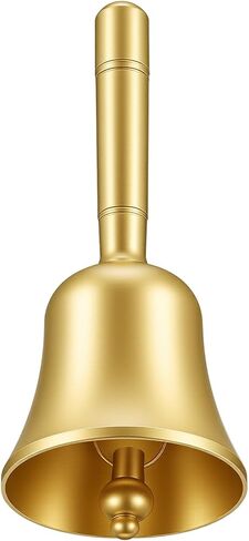 Super Loud Hand Bell Solid Brass Dinner Bell with Metal Handle 3.9" Small Bell Handbell for Wedding Office Meditation Animal Training Musical Teaching and Service (Gold) in Saudi Arabia