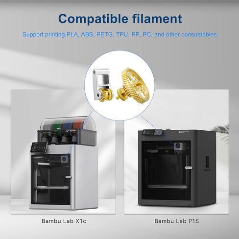Full Metal - Gold DLC - Slant Gear - Kit Brass Extruder Gear Compatible with BambuLab P1P/P1S/X1C/X1E 3D Printers,Golden RNC Nano Coating Hardened Steel Panda Extruder Gear in Saudi Arabia