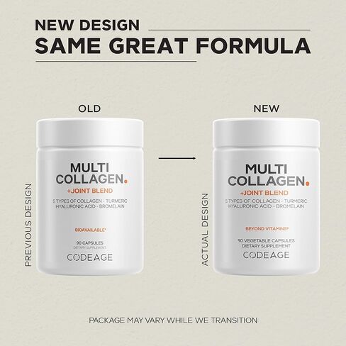 Codeage Multi Collagen Protein + Joint Blend Supplement, Hyaluronic Acid, Bromelain, Turmeric, Ginger, Boswellia, Astaxanthin - Hydrolyzed Bovine Collagen - 5 Collagen Types - Non-GMO - 90 Capsules in Saudi Arabia