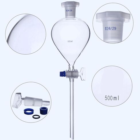 60 125 250 500 1000ml Ball-Shaped Separation Funnel Dropping with Stopper Labrotary Glassware Experiment(250ml Glass Tap) in Saudi Arabia