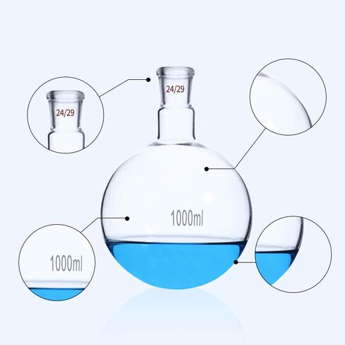 19/26 24/29 29/32 Standard Joint 100/250/500/1000/2000ml Glass Flask Round Bottom inlaboratory Glassware Experiment(150ml 19-26) in Saudi Arabia