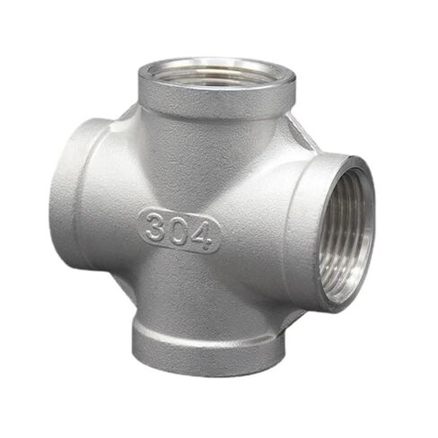 1/8 "1/4" 3/8 "1/2" 3/4 "1" 2 "3" BSP NPT أنثى الصليب 4 طريقة الفاصل 201 304 316 الفولاذ المقاوم للصدأ تركيب الأنابيب موصل مقرنة (BSPT SS316،2-1/2") in Kuwait