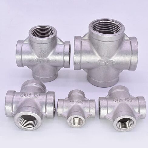1/8 "1/4" 3/8 "1/2" 3/4 "1" 2 "3" BSP NPT أنثى الصليب 4 طريقة الفاصل 201 304 316 الفولاذ المقاوم للصدأ تركيب الأنابيب موصل مقرنة (BSPT SS316،2-1/2") in Kuwait