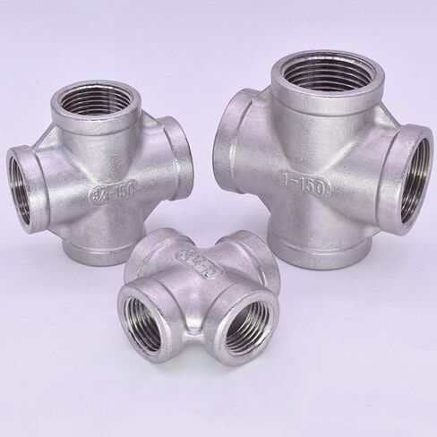 1/8 "1/4" 3/8 "1/2" 3/4 "1" 2 "3" BSP NPT أنثى الصليب 4 طريقة الفاصل 201 304 316 الفولاذ المقاوم للصدأ تركيب الأنابيب موصل مقرنة (BSPT SS316،2-1/2") in Kuwait