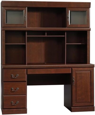 Pemberly Row Traditional Wood Computer Credenza in Classic Cherry in Saudi Arabia