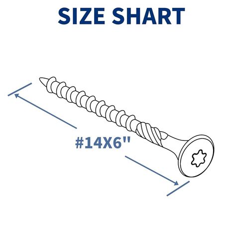 Lag Screws 6 Inch, 50PCS Heavy Duty Construction Screw, Structural Wood Screw #14 x 6, Rust Resistant, Washer Head, Black Coated Exterior Wood/Lag Screws Hex Socket Included in Kuwait