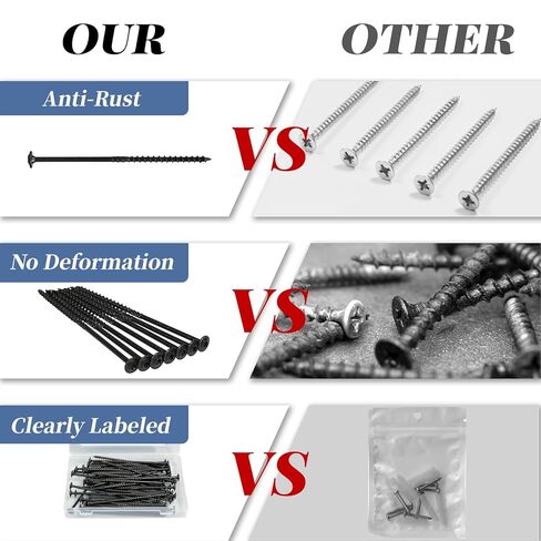 Lag Screws 6 Inch, 50PCS Heavy Duty Construction Screw, Structural Wood Screw #14 x 6, Rust Resistant, Washer Head, Black Coated Exterior Wood/Lag Screws Hex Socket Included in Kuwait