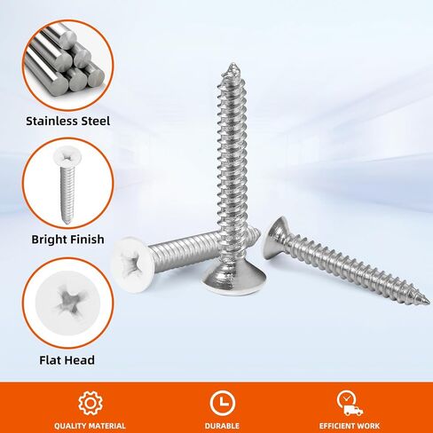 MewuDecor #12 x 1 Flat Head Wood Screw, Sheet Metal Screws, Stainless Steel 18-8 (304), Black Finish, 50 PCS in Saudi Arabia