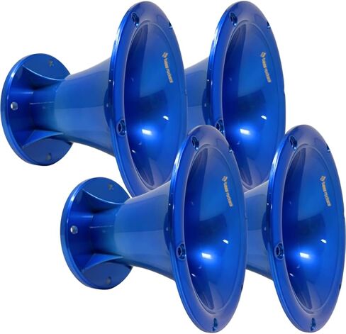Bass Rockers 2" Throat 5.65" Exit Colorful Horn Wave Guide UV Resistant Chrome Finish for Bolt on Compression Driver 5.3" Height (Blue) 4 Pack in Saudi Arabia