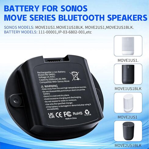 3500mAh Replacement Battery for Sonos Move Series Bluetooth Speaker, Compatible with Sonos Move, Move 2, MOVE1US1, MOVE1US1BLK, MOVE2US1, MOVE2US1BLK, Replace PN 111-00001, IP-03-6802-001 in Saudi Arabia