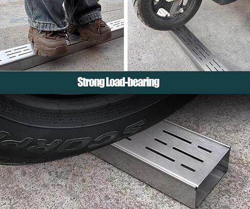 Stainless Steel Landscape Drainage Channels & Grating, 2-Pack 5x3cm Trench Drain for Rainwater Management, Narrow French Trough for Concrete Outdoor Use in Saudi Arabia