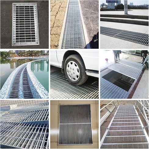 Galvanized Steel Grating - Heavy-Duty Drain Strainer Plate for Garage Channel, Outdoor Rainwater Grate, Rectangular Sewer Cover, Floor Drain Grille (Silver, 50x30x3CM) in Saudi Arabia