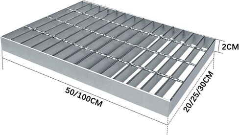 Galvanized Steel Grating - Heavy-Duty Drain Strainer Plate for Garage Channel, Outdoor Rainwater Grate, Rectangular Sewer Cover, Floor Drain Grille (Silver, 50x30x3CM) in Saudi Arabia